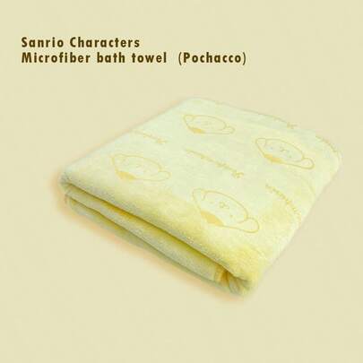 MINISO 三麗鷗 Pompompurin 圖案超細纖維浴巾 - 由柔軟親膚的超細纖維材質製成，吸水性極佳。印有可愛的三麗鷗卡通圖案和精緻細節。(1件)