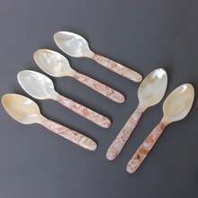 New Natural Spoon Long Handle Vietnamese Pearl Spoon Caviar Sauce Spoon Teaspoons Coffee Spoons 15cm - Yellow - View 5