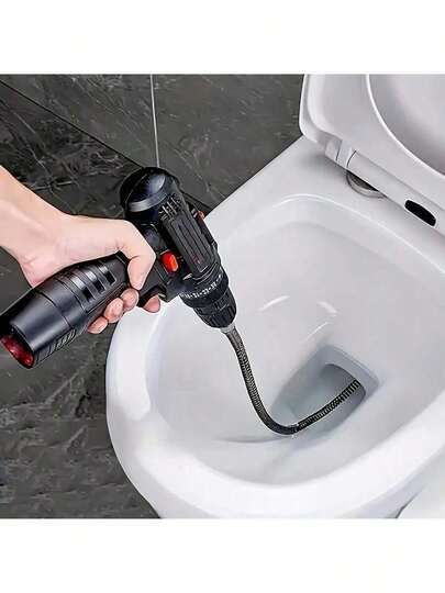 1 cái dụng cụ thông tắc ống bằng lò xo, dùng cho bồn cầu, bồn rửa chén, cống thoát sàn bị tắc, lò xo đặc dễ uốn cong, dụng cụ thông tắc cống kiểu L/U/S (Không bao gồm máy khoan)