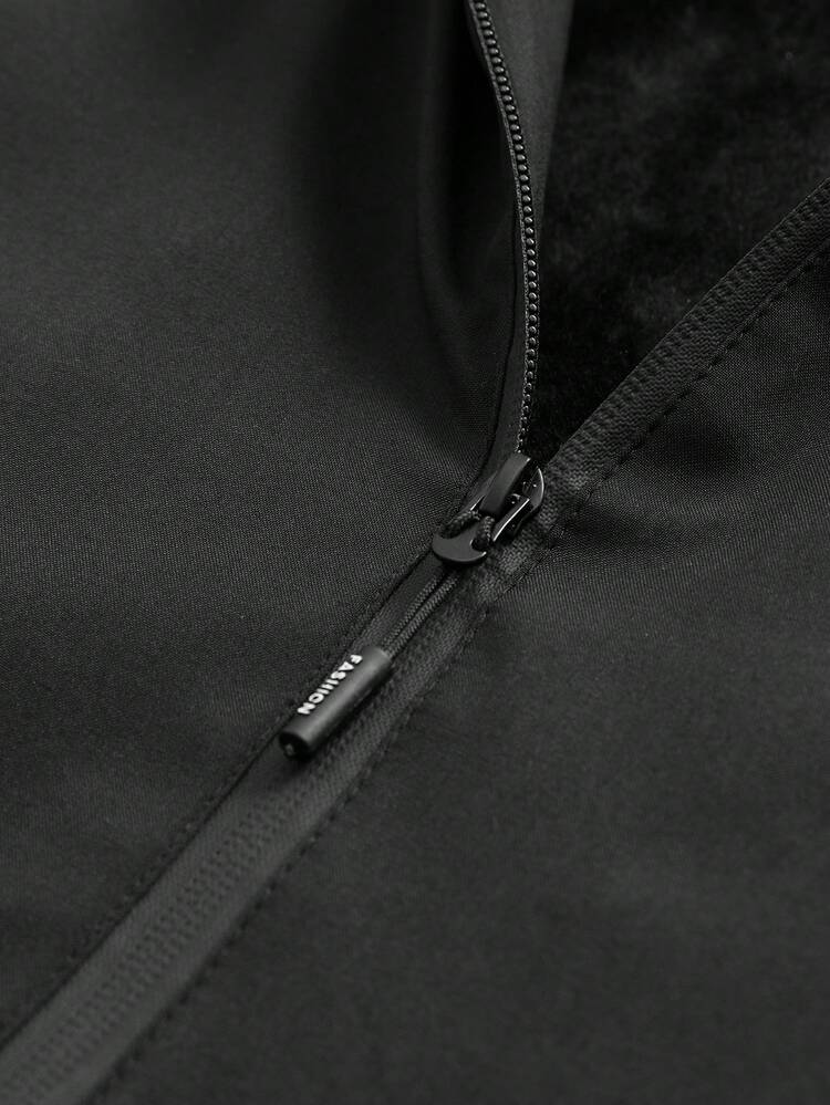 Men's Winter Ski Jacket, Waterproof Windproof Warm Lined Detachable Hooded Warm Winter Coat, Suitable For Skiing, Hiking, Camping, Mountain Climbing,Fleece - Black - View 6