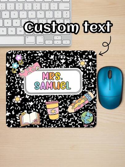 1pc Customized Personalized Teacher Mouse Pad, Colored Customized Name Office Desk Pad, Customized Notebook Mouse Pad, Student Gift Stationery Accessories, Vintage Notebook Pattern, Suitable For Teacher's Day Gifts In Classrooms, Offices, And The Beginning Season, Personalized Teacher's Gift, Holiday Decoration, School Supplies, Back To School