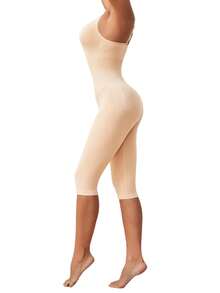 无缝连体女士塑身衣，含 3/4 紧身裤 - 米色 - 查看 5