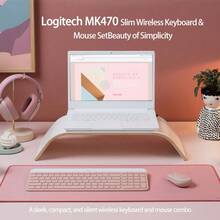 Logitech MK470 Wireless Keyboard And Mouse Set, Office-Specific 12 Shortcut Keys, 10-Meter Long-Distance Coverage, Desktop And Laptop Universal High-Efficiency Keyboard And Mouse, Pink - Pink - View 1