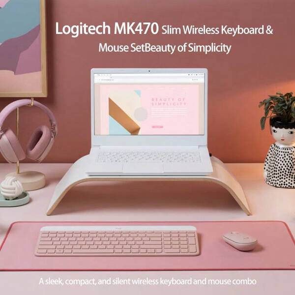 Logitech Conjunto de teclado y ratón inalámbricos MK470, 12 teclas de acceso directo específicas para oficina, cobertura de larga distancia de 10 metros, teclado y ratón universales de alta eficiencia para computadoras de escritorio y portátiles, color rosa