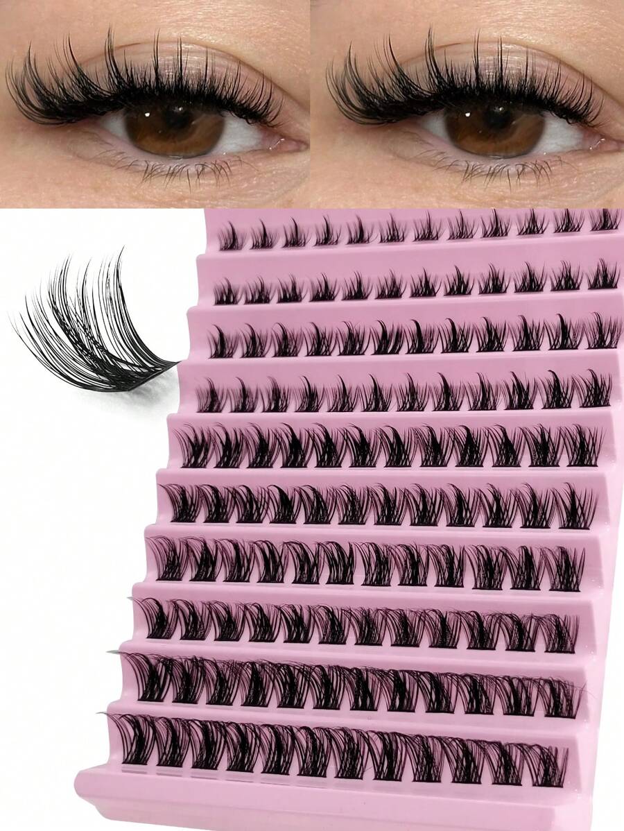 120 Pcs D Curl Individual Lashes DIY Segmented Individual False Eyelashes Spikes Individual Eyelash Extensions For Daily Style Eye Makeup