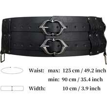 3 Pieces Of Mid-Century PU Leather Accessories Set, Renaissance Belt Bag, Vintage Viking Wide Belt For LARP Events. - A - View 7