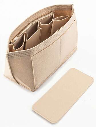 Tote Bag Organizer Insert With Base Shaper Felt Bag Organizer Insert Compatible With Le Pliage MM City 30 33 PM And More Purse Divider For Bag Beige Back To School Supplies Back To School Essentials