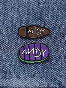 2pcs ANDY Hard Enamel Needle Creative Abstract Brooch Lapel Badge Jewelry Accessories - Multicolor - View 1