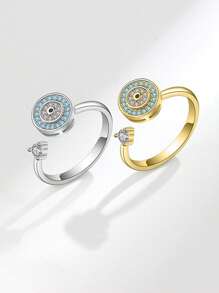 1 件旋转邪眼可调节戒指，欧美创意抗焦虑锆石戒指