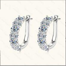 1 Pair Of Luxury Sparkling Luxury Earrings Micro-Set Zirconia Fine Jewellery Women's Versatile Earrings For Parties, Birthdays, Festivals, And Weddings, Can Be Given To Friends.