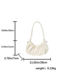 优质简约优雅复古女士单肩腋下包，大容量便携优质褶皱包，户外休闲法棍包 - 彩色 - 查看 6