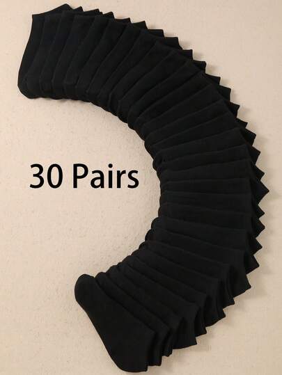 30双儿童经典纯色休闲运动袜，柔软透气面料，适合日常穿着和开学季，吸湿排汗，防臭，四季皆宜