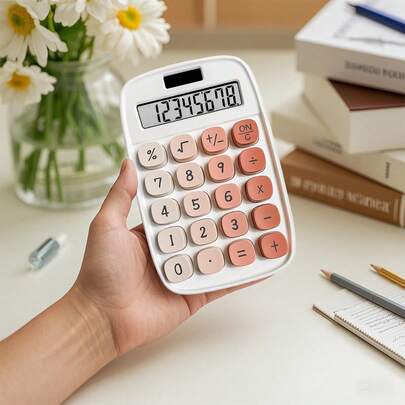 1 szt. Modny, stylowy kalkulator biurowy, przenośny, mały, wielofunkcyjny dla studentów i księgowych