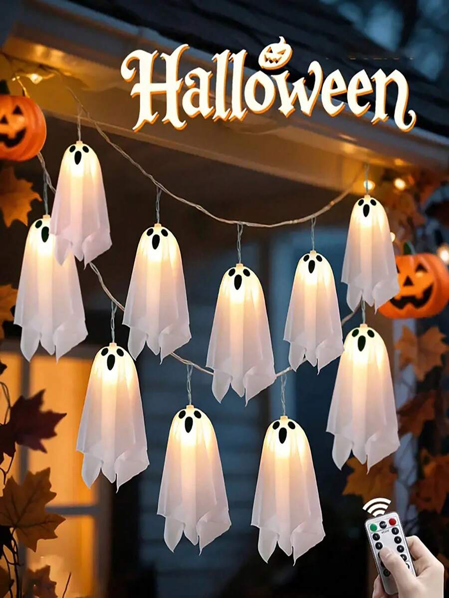 万圣节鬼灯。万圣节灯 - 恐怖装饰 - 鬼屋装饰 - 荧光万圣节物品 - 适用于鬼屋、门廊、庭院、派对装饰，带遥控器 8 种灯光模式 - 电池盒供电（不含电池）万圣节装饰灯家居装饰派对装饰万圣节装饰房间装饰万圣节花园装饰礼物仙女
