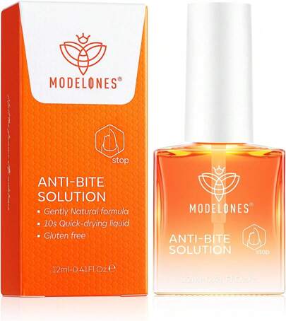  Modelones Nail Biting Treatment, No Bite Nail Polish For Nail Care, Thumb Sucking Deterrent, Promotes Fast Nail Growth, Stop Nail Biting, Quick-Drying Bitter Nail Polish 12 ML