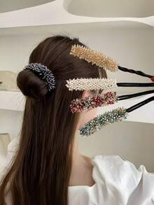 1 chiếc dụng cụ tạo búi tóc pha lê thời trang mới, dụng cụ tạo kiểu tóc búi rối, dụng cụ tạo hình búi tóc hình bánh donut, máy uốn tóc giả ngọc trai thủ công, phụ kiện tóc, phụ kiện đội đầu, phụ kiện tóc dành cho nữ - Nhiều màu - Xem 13