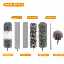 超细纤维可伸缩鸡毛掸，带可水洗可重复使用可弯曲掸子，用于清洁吊扇、高天花板、电视、百叶窗、汽车、家用电器、清洁工具、扫帚、带延长杆的蜘蛛网掸子、蜘蛛网刷和天花板清洁套装，100 英寸超细纤维鸡毛掸清洁剂，带可水洗头，适用于吊扇、家具、家居、万圣节和圣诞节