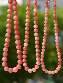 Dây chuyền đá Sunstone thời trang 6mm/8mm/10mm, dây chuyền hạt đá tự nhiên tinh tế (màu đá tự nhiên ngẫu nhiên) - Hồng - Xem 7