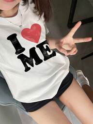 200g 純綿 Tシャツ 夏 レディース 新作 純綿 半袖 Tシャツ 面白いプリント柄 半袖 ラウンドネック カップルウェア スモールシャツ トップス