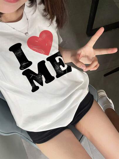 200g 純綿 Tシャツ 夏 レディース 新作 純綿 半袖 Tシャツ 面白いプリント柄 半袖 ラウンドネック カップルウェア スモールシャツ トップス