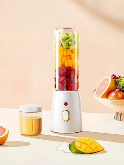 1pc 450ml Portable Electric Juicer, USB Rechargeable Mini Fruit Juicer Optional Double Cup Portable USB Charging Juice Cup, Super Long Battery Life, Home Fruit Blender For Kitchen, Home, Travel