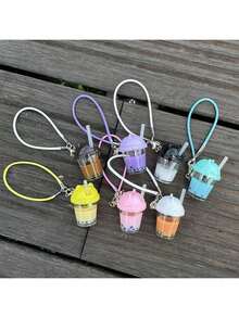 Milk Tea Cup Accessories For Labubu, 1/3 About 60cm BJD Accessories- Pearl Milk Tea Cup, Cat Ear Straw Cup, Dollhouse Miniature Model, Cream Jelly Keychain Pendant, Birthday/Easter/Christmas Gift, Holiday Present - Multicolor - View 1