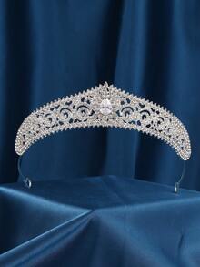 1件时尚奢华水滴漩涡锆石新娘皇冠，韩式婚礼头饰，18岁生日成人礼礼物（合金+锆石+） - 彩色 - 查看 1