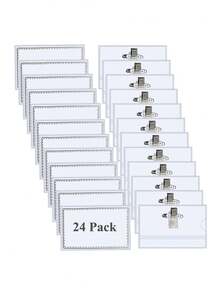 24 thẻ tên ngộ nghĩnh có kẹp và ghim, 24 nhãn tên, kẹp thẻ tên 9*5.6cm, thẻ tên bằng nhựa, huy hiệu trong suốt, giá đỡ thẻ ID văn phòng/trường học/hội nghị nằm ngang, giá đỡ thẻ ID kẹp trong suốt bằng PVC, giá đỡ thẻ công việc có kẹp ghim và giá đỡ huy hiệu dày dặn. - Trong sáng - Xem 1