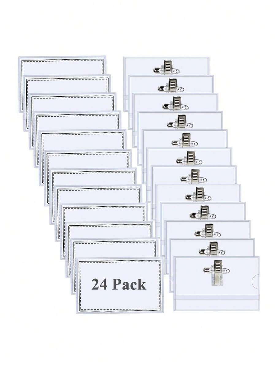 24 thẻ tên ngộ nghĩnh có kẹp và ghim, 24 nhãn tên, kẹp thẻ tên 9*5.6cm, thẻ tên bằng nhựa, huy hiệu trong suốt, giá đỡ thẻ ID văn phòng/trường học/hội nghị nằm ngang, giá đỡ thẻ ID kẹp trong suốt bằng PVC, giá đỡ thẻ công việc có kẹp ghim và giá đỡ huy hiệu dày dặn. - Trong sáng - Xem 1