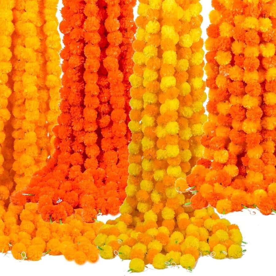 5 英尺长人造万寿菊、Pooja 婚礼圣诞装饰、活动装饰（塑料材质）