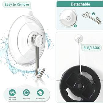 5/10pcs Transparent Suction Cup Hooks, Suitable For Smooth Mirrors, Glass, Tiles, For Kitchen, Bathroom Storage