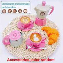 11件仿真咖啡套装餐具DIY娃娃屋配件，摩卡壶，咖啡研磨机，羊角面包等，仿真玩具羊角面包剧院游戏套装厨房家居装饰，逼真下午茶，角色扮演模拟烹饪，生日节日礼物 - 彩色 - 查看 15