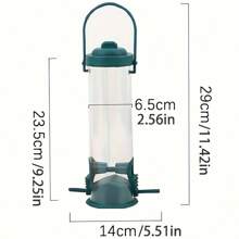 Automatic Multi-Hole Bird Feeder - Easy To Refill Hanging Pet Food Dispenser, Attracts Wild Birds, For Outdoor Use, Green Cover And Transparent Plastic Sides For Observation, Outdoor Bird Feeder