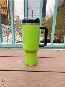 STANLEYSINCE 1913 40 OZStainless Steel Tumbler Double Wall Vacuum Insulated Portable Drinking Cup Travel Lced Coffee Mug  Summer Drinkware With Handle And Straw, Perfect ForTravel, Home, Office, Gift, Lce Drinks And Hot Drinks - Fluorescent Green - View 3