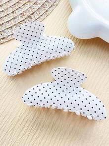 2件套女士波点半圆形发夹，简约时尚休闲可爱亚克力材质黑白波点半圆形醋酸纤维发爪夹，适合日常通勤装扮、盘发造型固定，不伤发，时尚发饰，秋冬季节度假装扮，夏季海滩装扮。 - 彩色 - 查看 8