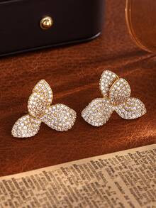 2 件优雅简约铜方晶锆石不对称耳钉，适合女性日常佩戴 - 款式5 - 查看 16