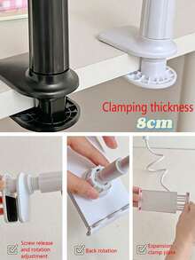 70cm/100cm/120cm 360° Rotating Mobile Phone & Tablet Holder, Spiral Base Slouchy Bracket Phone Holder For Bed And Desk Use Compatible With IPhone, Android Phone, Gift For Birthday, Family, Friends 360 Degree Rotating, Bed Slouchy Stand - Black and White - View 8