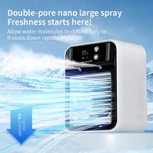 Máy điều hòa di động, máy điều hòa cá nhân xách tay với 2 tốc độ gió và 2 chế độ phun sương, máy làm mát không khí bay hơi có thể sạc lại với pin 3000mAh, máy điều hòa di động yên tĩnh cho phòng, xe hơi, văn phòng, ngoài trời, màu trắng - trắng - Xem 5