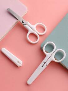 1/3/5/10pcs Portable Mini White Handmade Scissors, Stainless Steel Craft Scissors With Cover, Multifunctional Plastic Handle Paper Cutting Knife, Household Mini Safety Scissors
