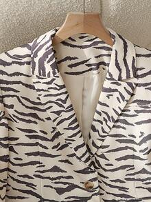 Women's Fashion Zebra Print Blazer - Leopard - View 4