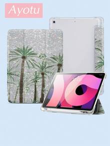 Ayotu Palm Tree 保护壳适用于 iPad 10.2 英寸 2021/2020 iPad 第 9/8 代，兼容三星 Galaxy Tab A8 10.5 英寸 2022，兼容华为 Matepad 10.4/Tab，带笔架，支持自动睡眠/唤醒盖，时尚保护壳 - 彩色 - 查看 3