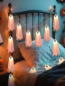 万圣节鬼灯。万圣节灯 - 恐怖装饰 - 鬼屋装饰 - 荧光万圣节物品 - 适用于鬼屋、门廊、庭院、派对装饰，带遥控器 8 种灯光模式 - 电池盒供电（不含电池）万圣节装饰灯家居装饰派对装饰万圣节装饰房间装饰万圣节花园装饰礼物仙女