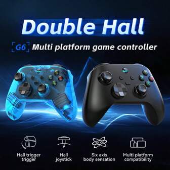 Mando inalámbrico Bluetooth G6 con joystick y gatillo Hall, compatible con botones personalizables, vibración, disparo rápido, adecuado para juegos inalámbricos Bluetooth en smartphone, mando multifuncional compatible con Switch/PC/Android/iOS/PC