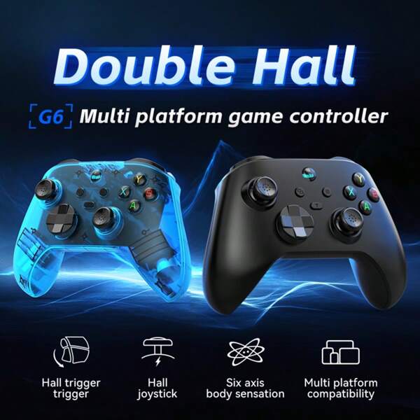 Controle sem fio Bluetooth G6 com joystick Hall e gatilho Hall, suporta botões personalizáveis, vibração, disparo rápido, adequado para jogos sem fio Bluetooth em smartphones, controle multifuncional compatível com Switch/PC/Android/IOS/PC
