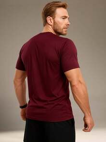 Dry Fit Gym T-Shirt Plus Size Long Sleeve UV Sport Physical Activity Quick Dry - Màu Đỏ Sâu - Xem 4