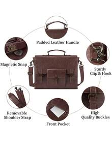 NEWHEY Messenger Bag For Men 15.6 Inch Waterproof Vintage Leather Laptop Briefcase Large Satchel Shoulder Bag Office Travel College Computer Laptop Bag Vintage Bags - Coffee Brown - View 3