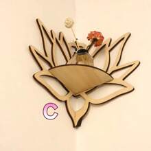 1pc Bohemian Style Cute Floating Shelf, Wooden Flower Floating Rack, Wall Crystal Storage Rack, Minimalist Home Decor Pendant, Crystal Oil Display Stand, Wall-Mounted Wooden Rack, Wall Decor Gift For Birthday, Graduation, Bedroom, Living Room, Bathroom, Kitchen, Office, Home Decoration