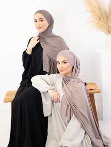 1 件针织头巾 170*60 厘米，经典纯色，舒适透气长头巾、披肩、围巾，采用柔软莫代尔面料制成，优雅丝滑莫代尔长头巾，适合穆斯林日常使用 - 傳統的 - 查看 11