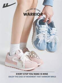 WARRIOR 女款武士健身鞋春夏舒适简约风格休闲时尚运动鞋全年适用耐磨全天穿着训练运动鞋跑步鞋 - 藍/白 - 查看 1