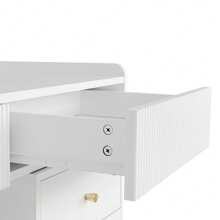 Dressing Table With LED Mirror, 2 Drawers And Flexible Cabinet, Stable, White - 白色 - 查看 9